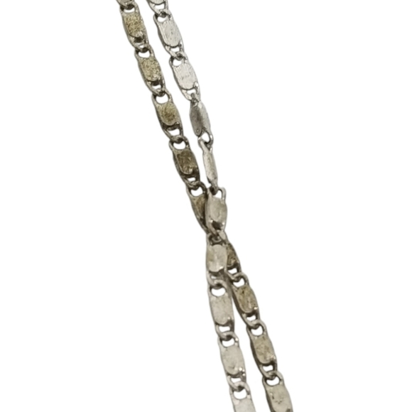 GENUINE CHRYSOPRASE STONE PENDANT & LONG SILVERTONED CHAIN NECKLACE - Picture 5 of 6